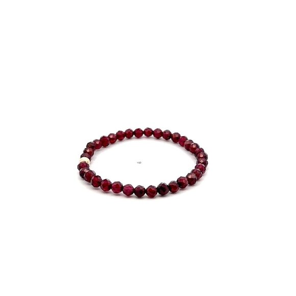 Natural Garnet Gemstone Mini 3mm 18K Bar Faceted Charm Bead January Birthstone - Picture 3 of 5